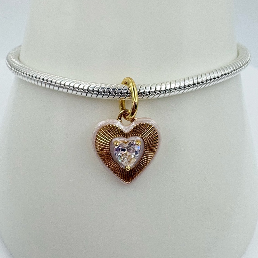 Pandora Radiating White Heart Medallion Charm